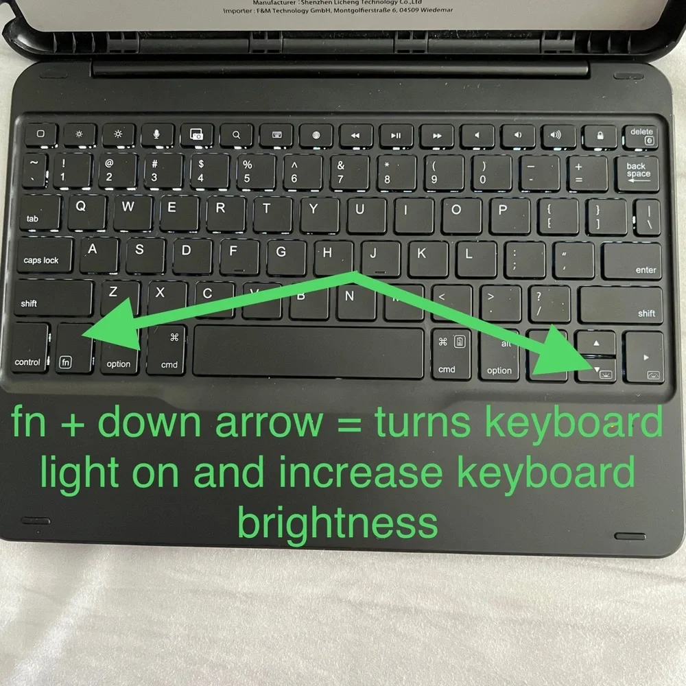 Bluetooth iPad black keyboard case with shortcut keys